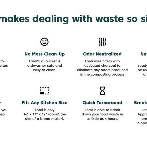 Lomi Smart Waste Kitchen Composter - White - Picture 12 of 13